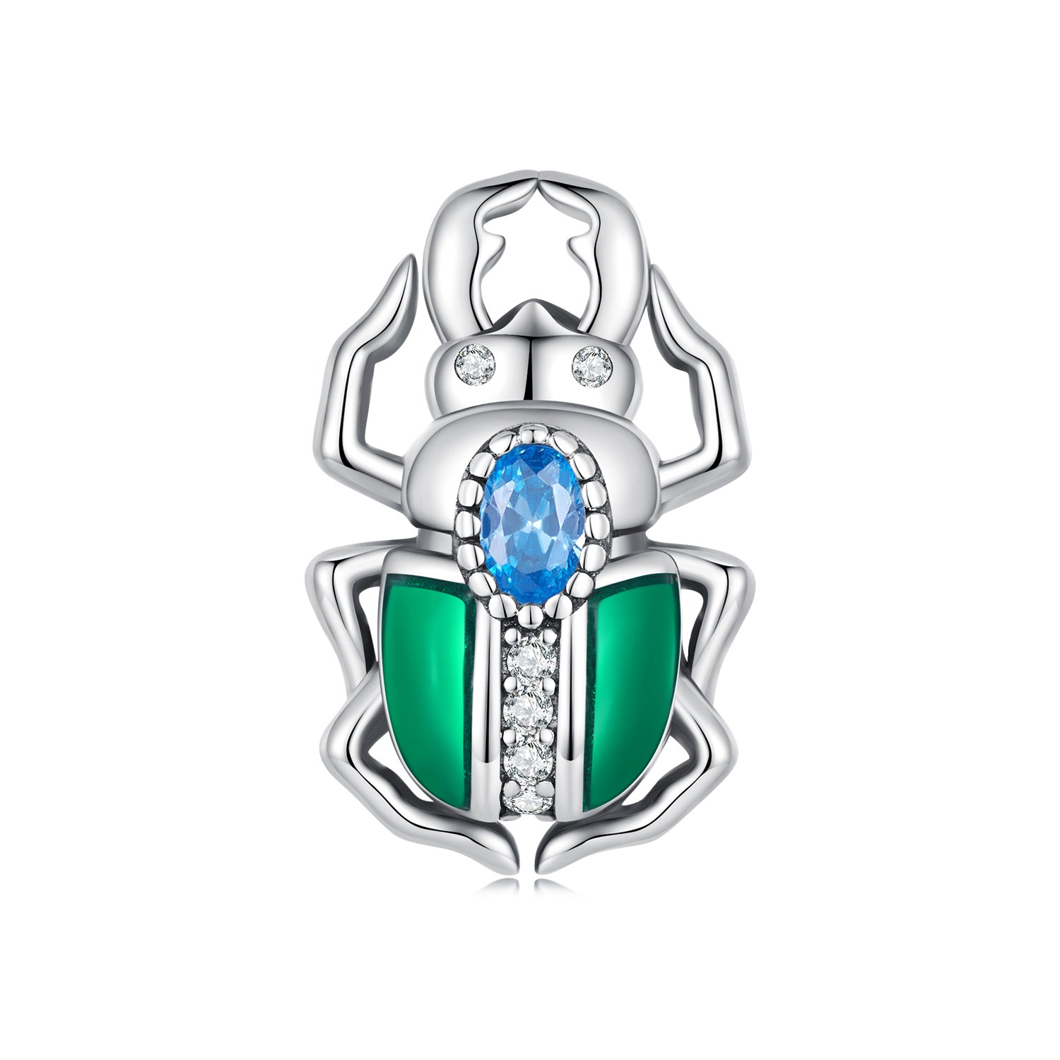 Silver Charm Green Beetle CZ Charm For Sale - sursenso Charm