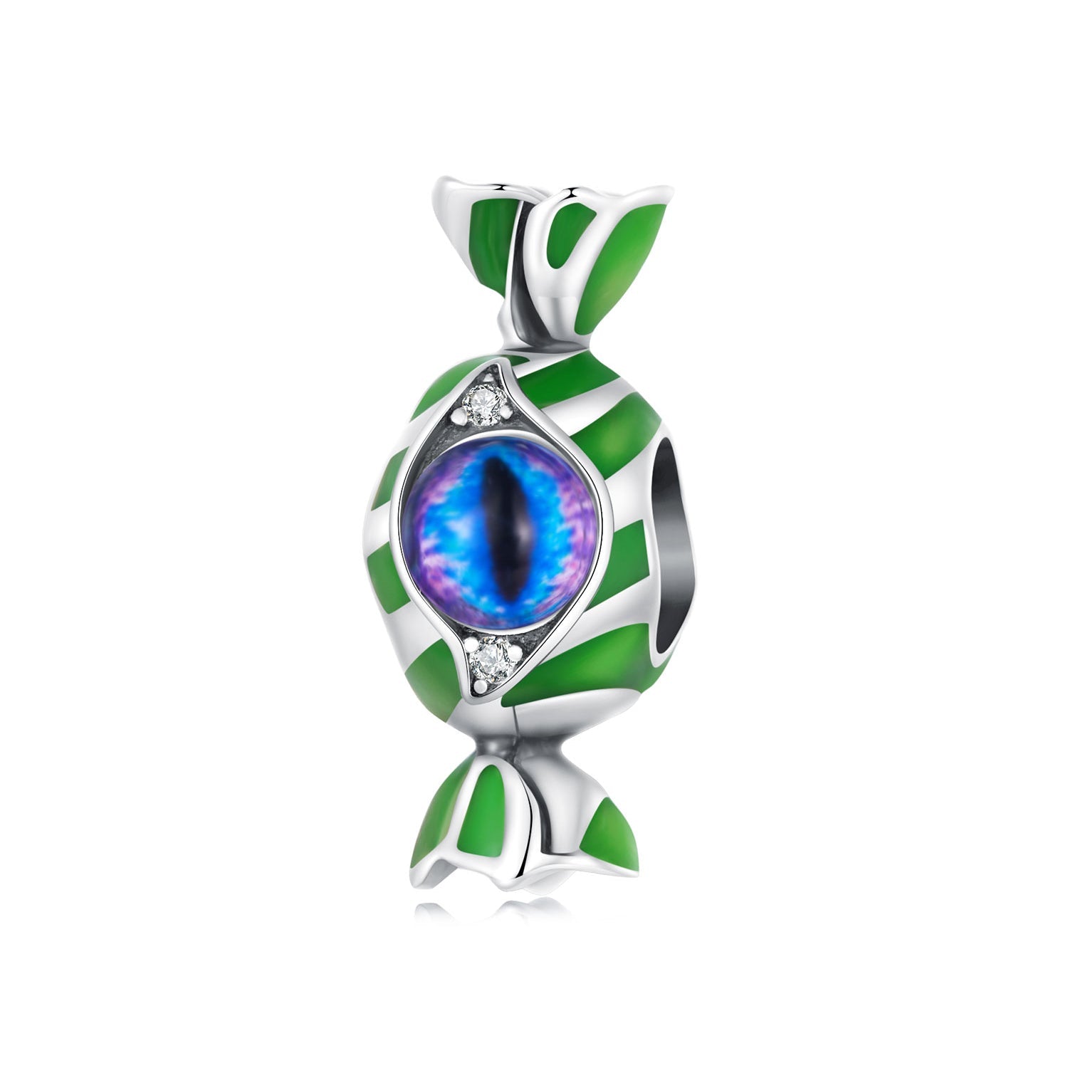 Silver Charm Halloween Candy Blue Eyes CZ Charm For Sale - sursenso Charm