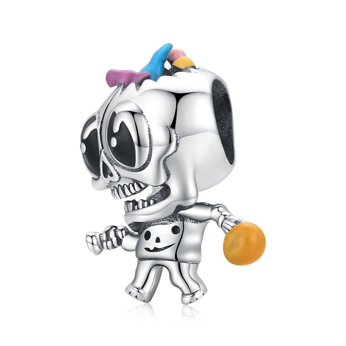 Silver Charm Halloween Playing Basketball Skull Charm For Sale - sursenso Charm