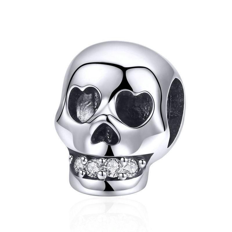 Silver Charm Halloween Skull Head CZ Charm For Sale - sursenso Charm