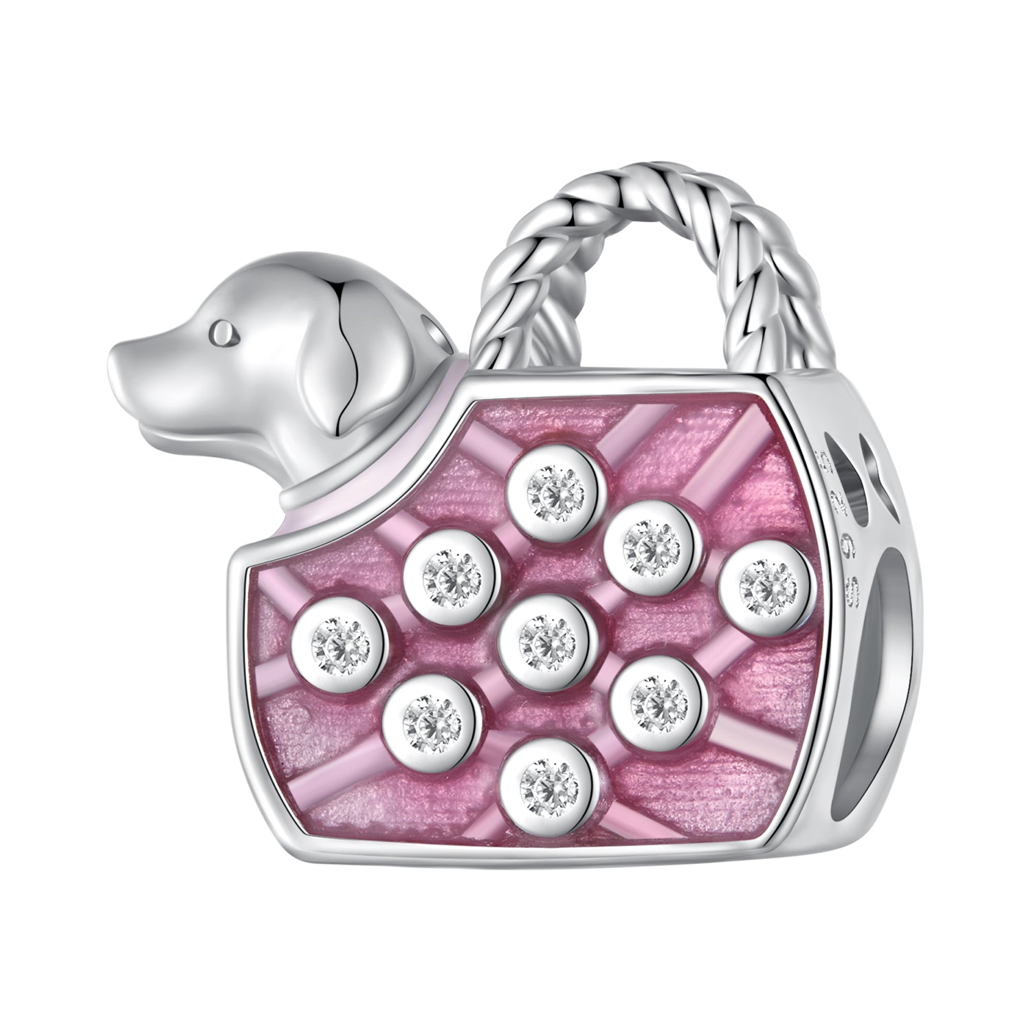 Silver Charm Handbag Pet Dog CZ Charm For Sale - sursenso Charm