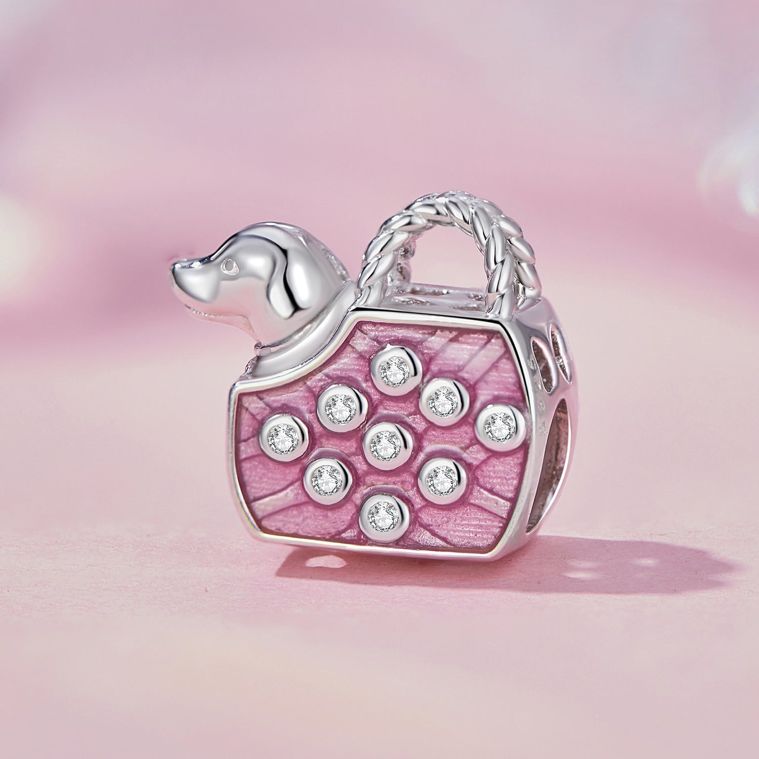 Silver Charm Handbag Pet Dog CZ Charm For Sale - sursenso Charm