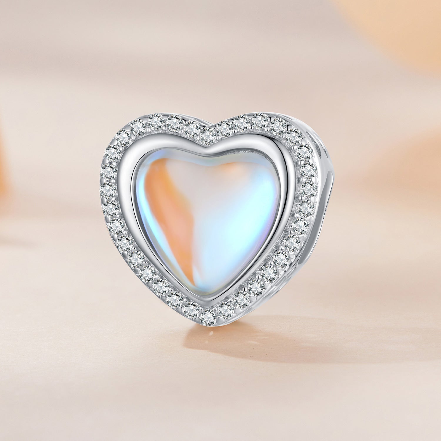Silver Charm Heart Shaped Coloured Glaze CZ Charm For Sale - sursenso Charm