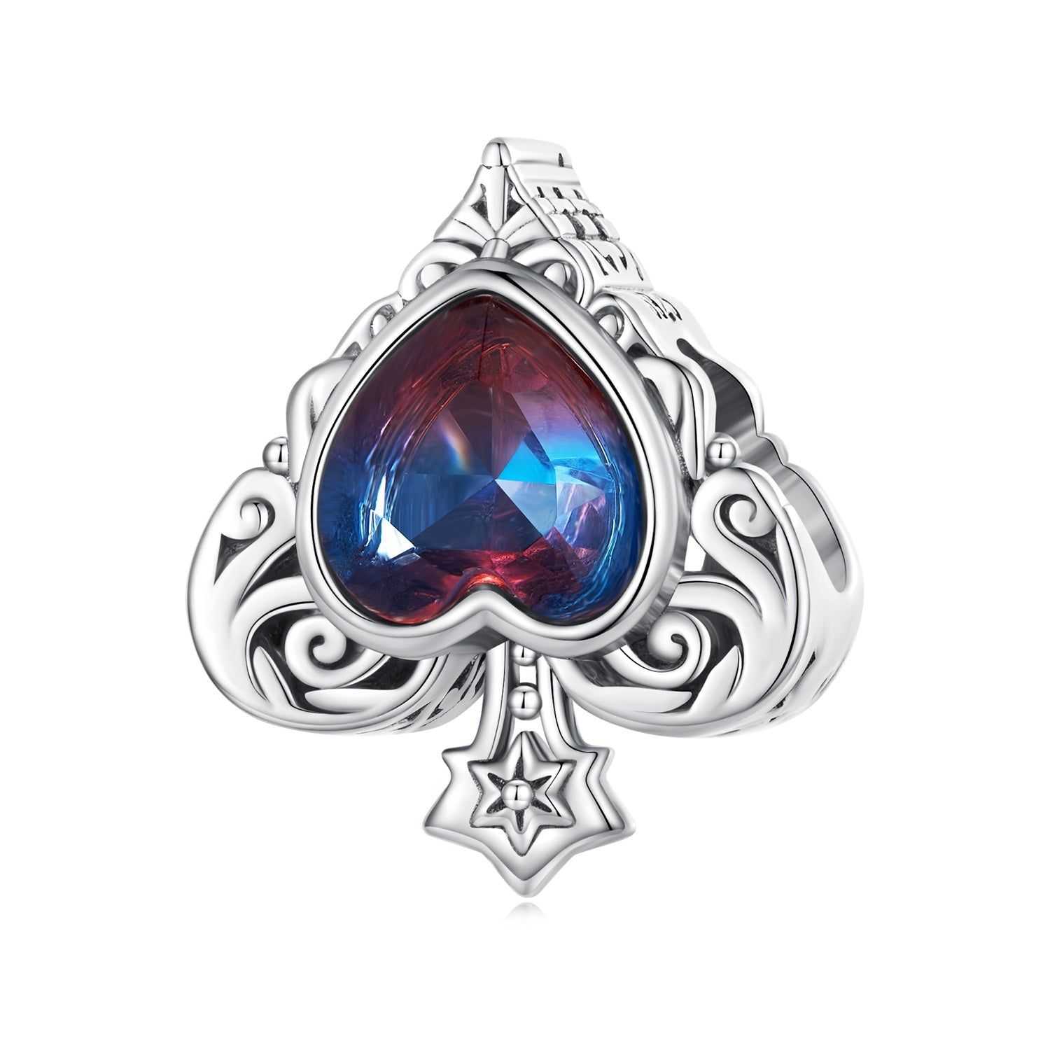 Silver Charm Heart Spades CZ Charm For Sale - sursenso Charm