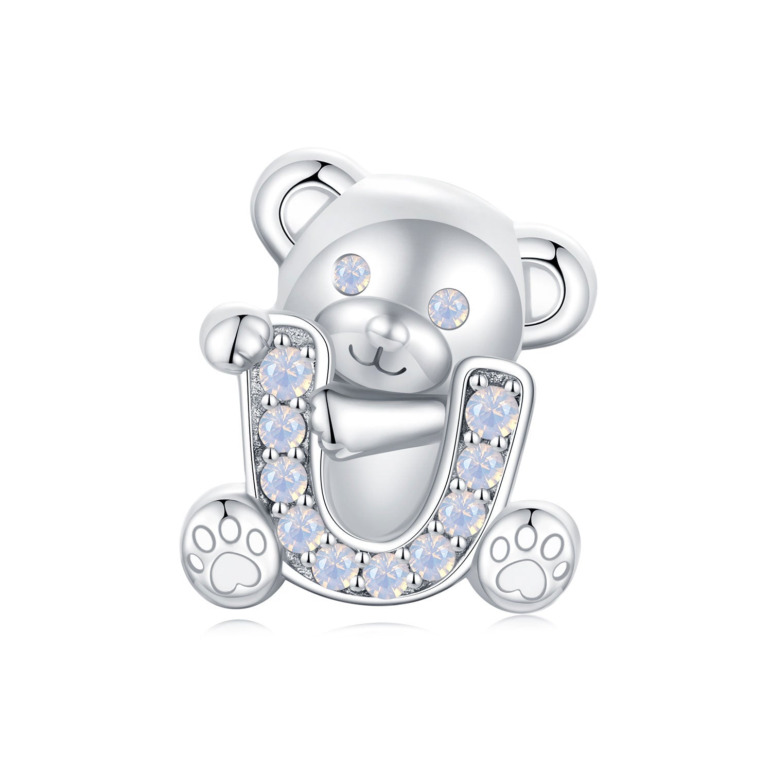 Silver Charm "I love U" "U" Bear CZ Charm For Sale - sursenso Charm