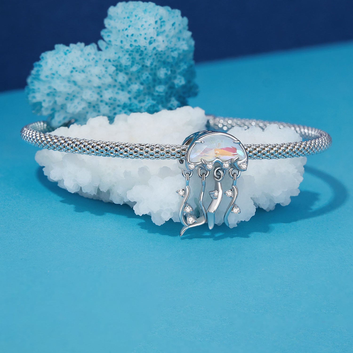 Silver Charm Jellyfish CZ Charm For Sale - sursenso Charm