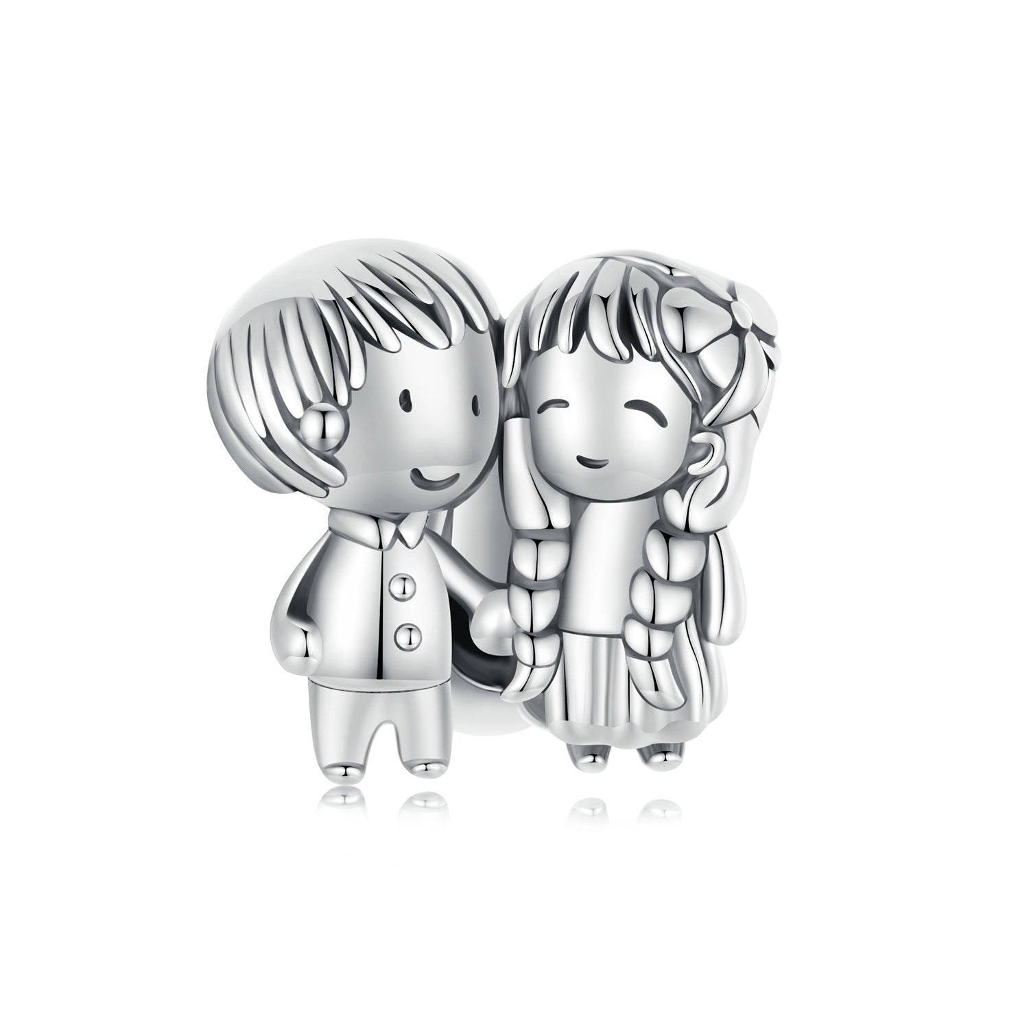 Silver Charm Little Boy Girl Holding Hands Charm For Sale - sursenso Charm