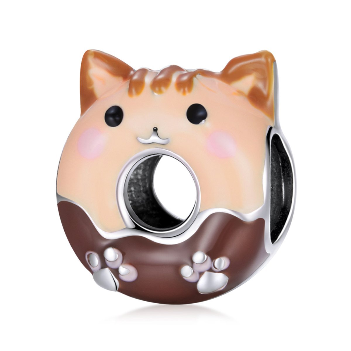 Silver Charm Little Cat Doughnut Charm For Sale - sursenso Charm