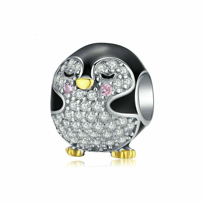 Silver Charm Little Chubby Penguin CZ Charm For Sale - sursenso Charm