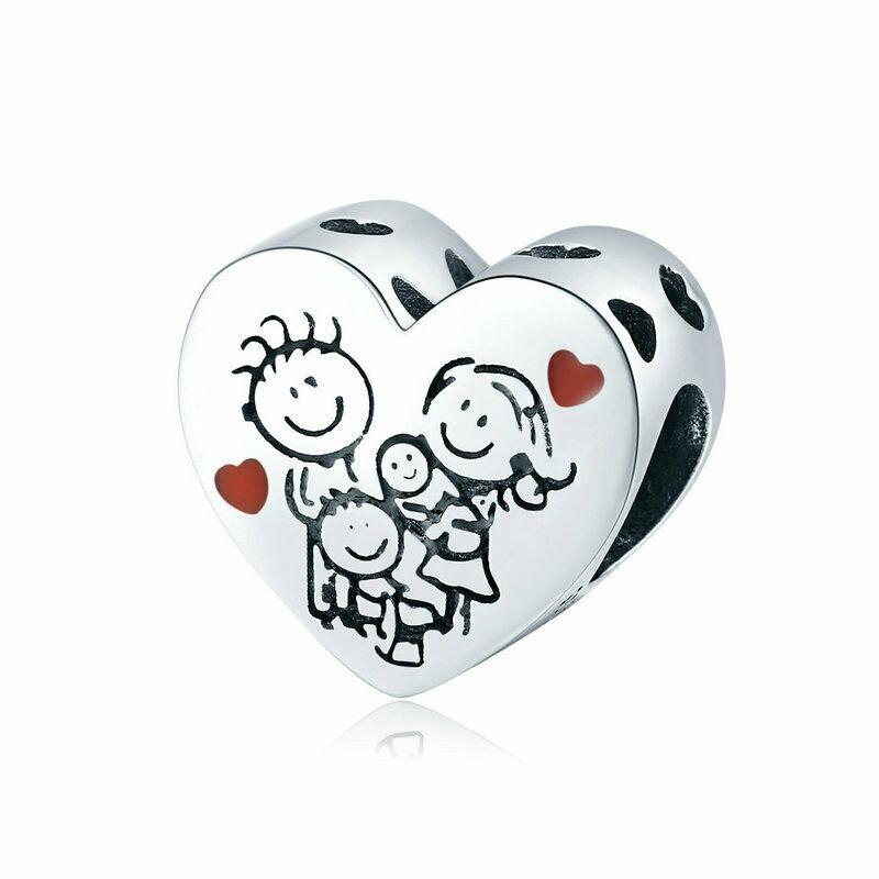 Silver Charm Love Family Heart Charm For Sale - sursenso Charm