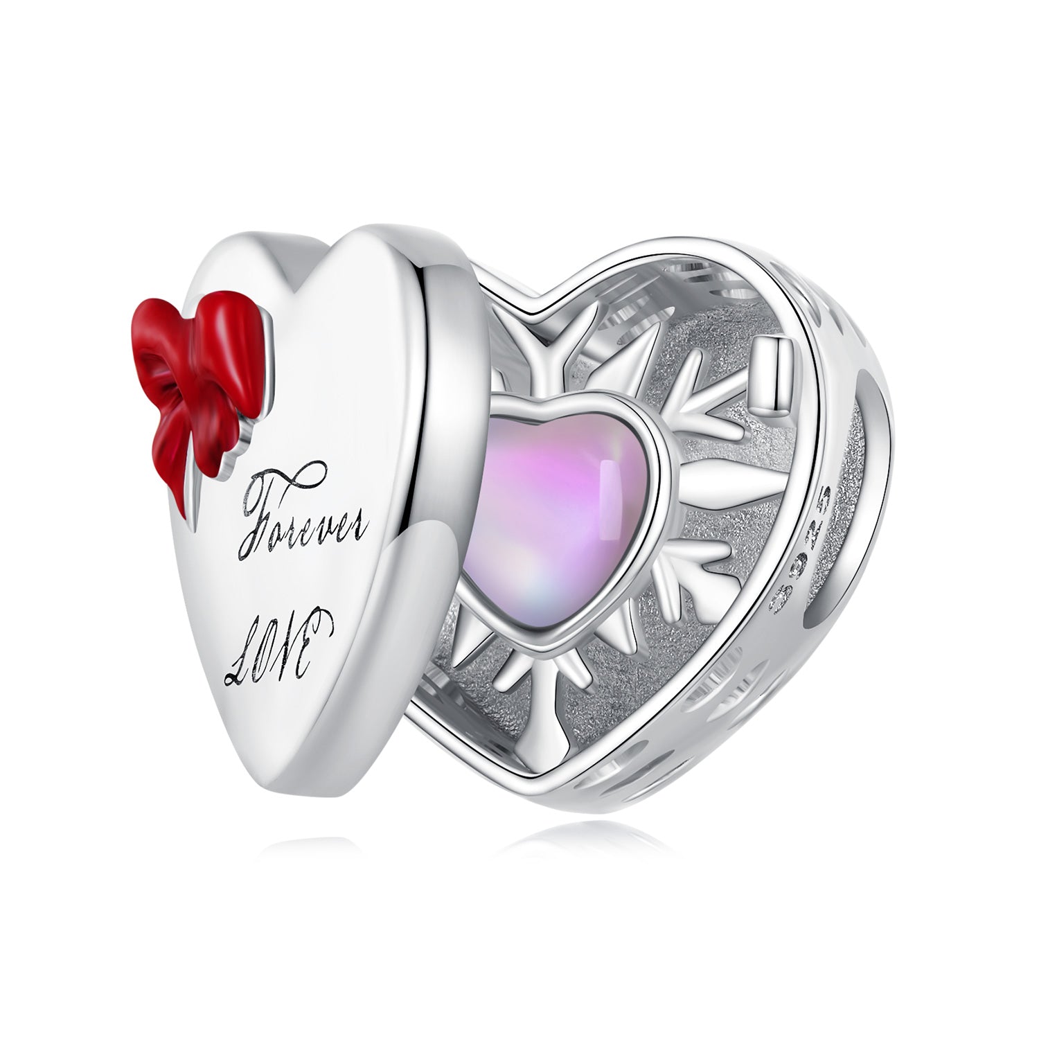 Silver Charm Love Heart Gift Box Opening Charm For Sale - sursenso Charm