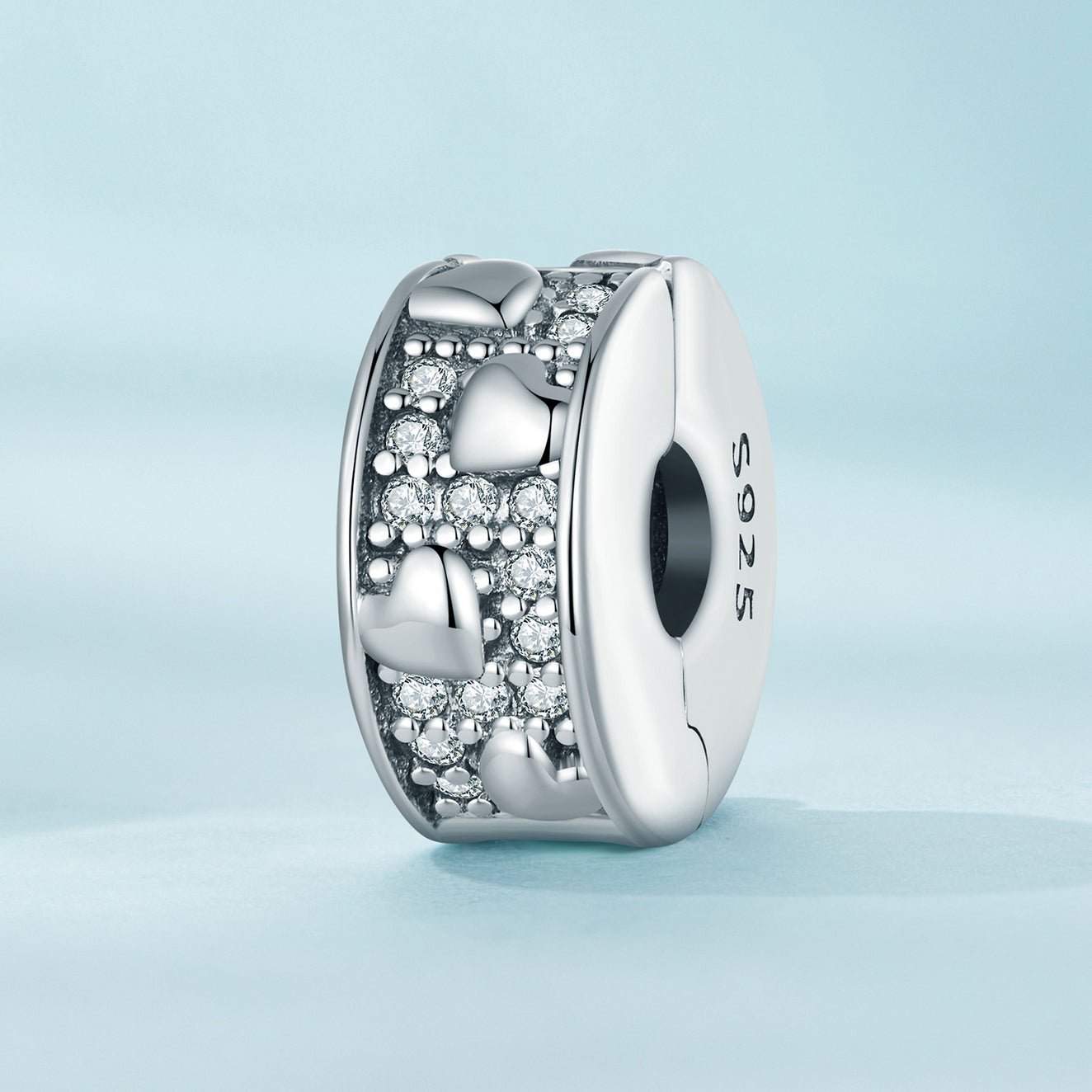 Silver Charm Love Roller CZ Stopper Charm For Sale - sursenso Charm