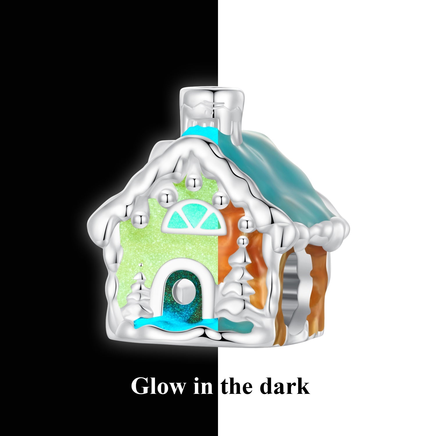 Silver Charm Luminous Christmas House Charm For Sale - sursenso Charm