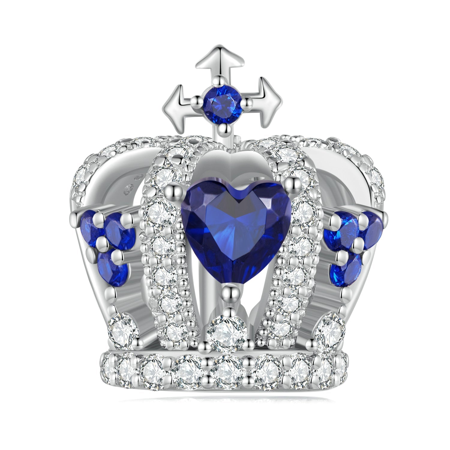Silver Charm Luxury Crown Blue CZ Charm For Sale - sursenso Charm