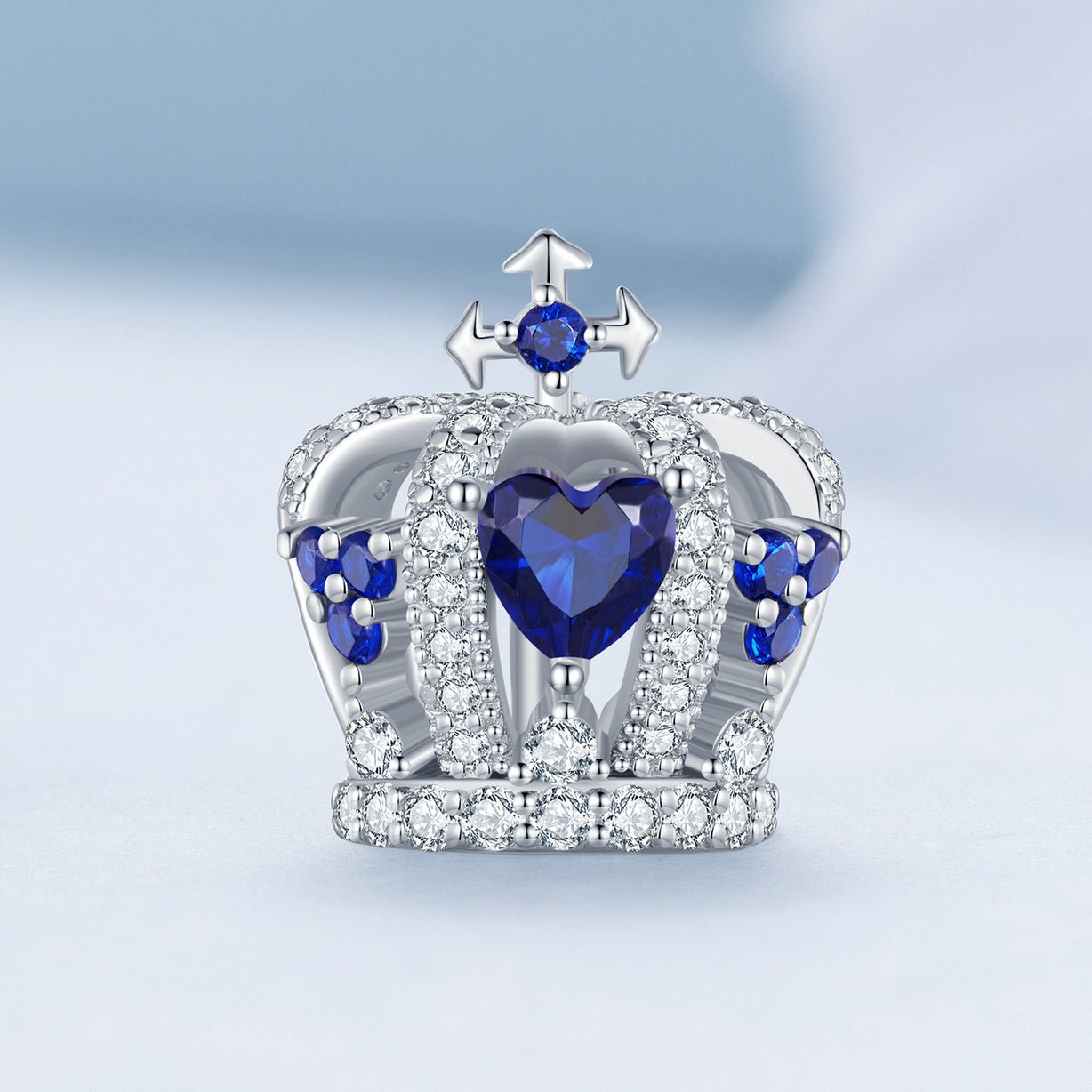 Silver Charm Luxury Crown Blue CZ Charm For Sale - sursenso Charm