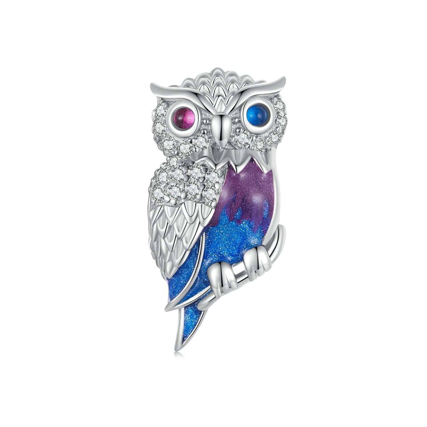 Silver Charm Magic Owl CZ Charm For Sale - sursenso Charm