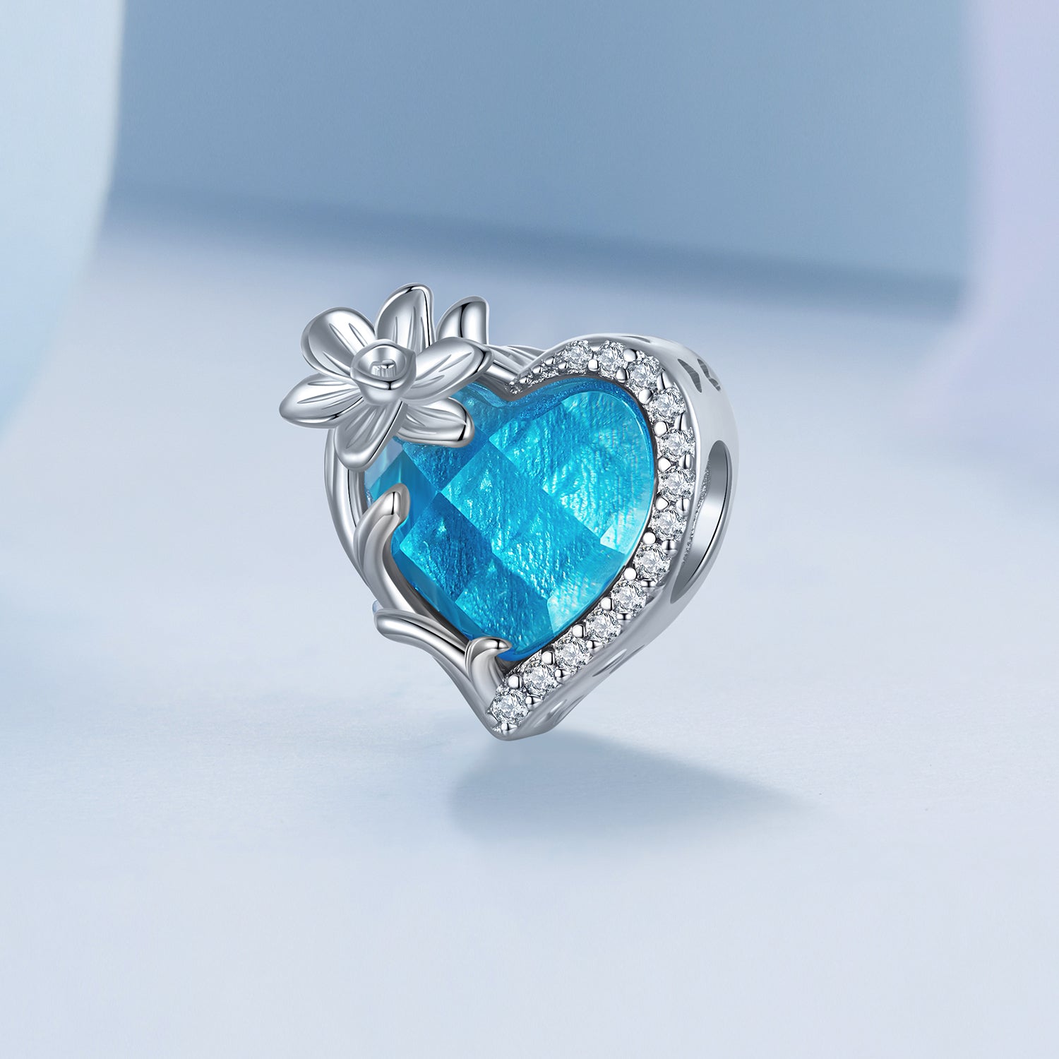 Silver Charm March Blue Birthstone CZ Charm For Sale - sursenso Charm