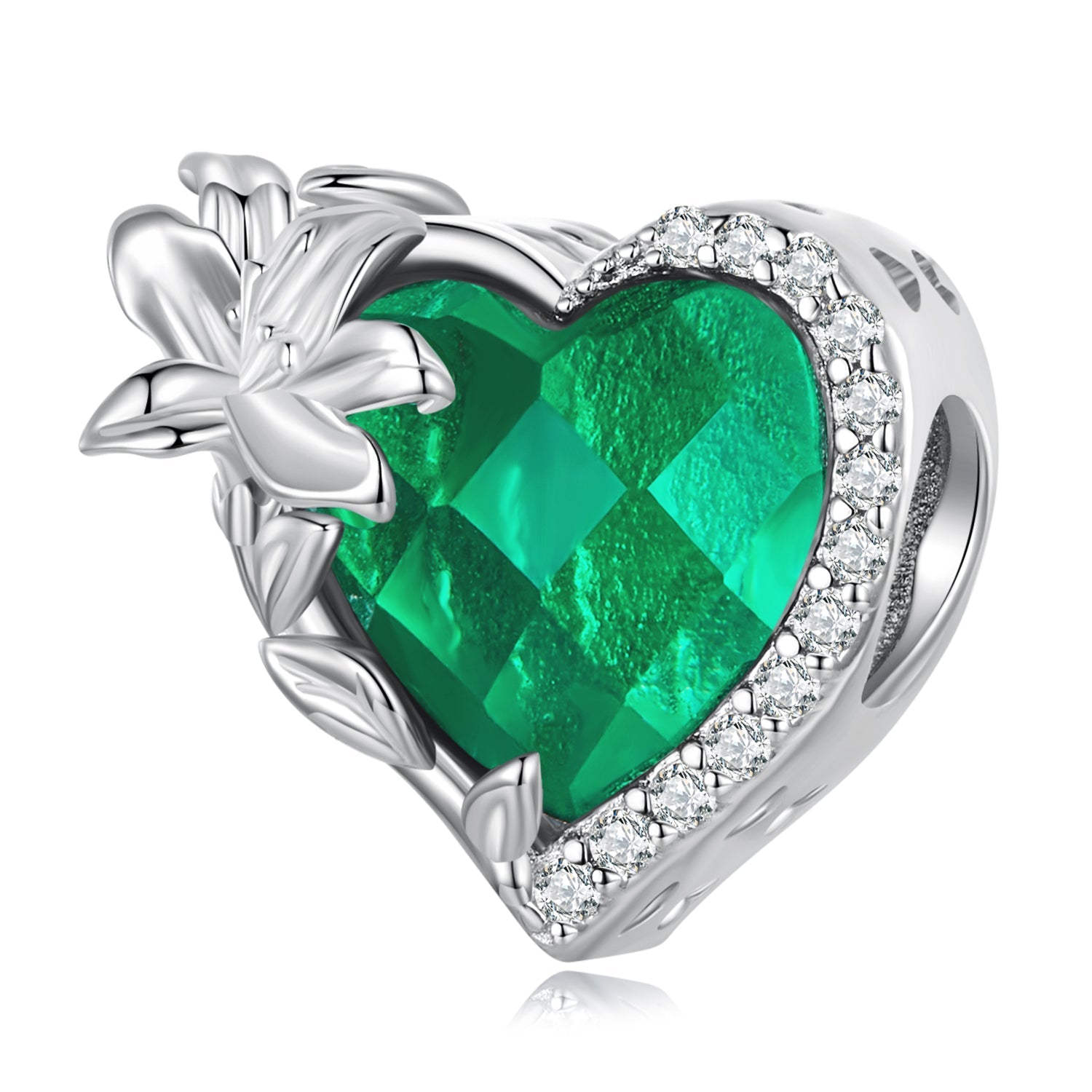 Silver Charm May Green Birthstone CZ Charm For Sale - sursenso Charm