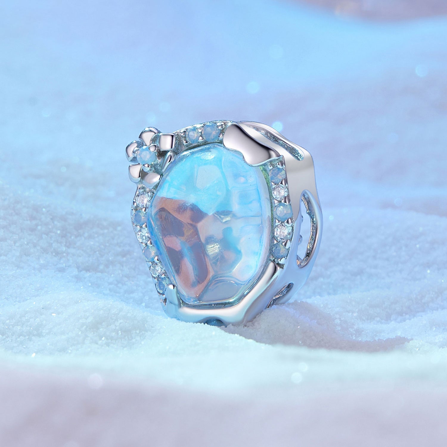 Silver Charm Melting Ice and Snow CZ Charm For Sale - sursenso Charm