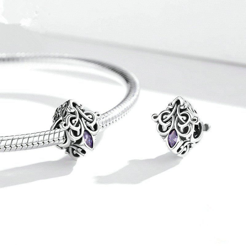 Silver Charm Myth Blue Stone Rhombus Openwork CZ Charm For Sale - sursenso Charm
