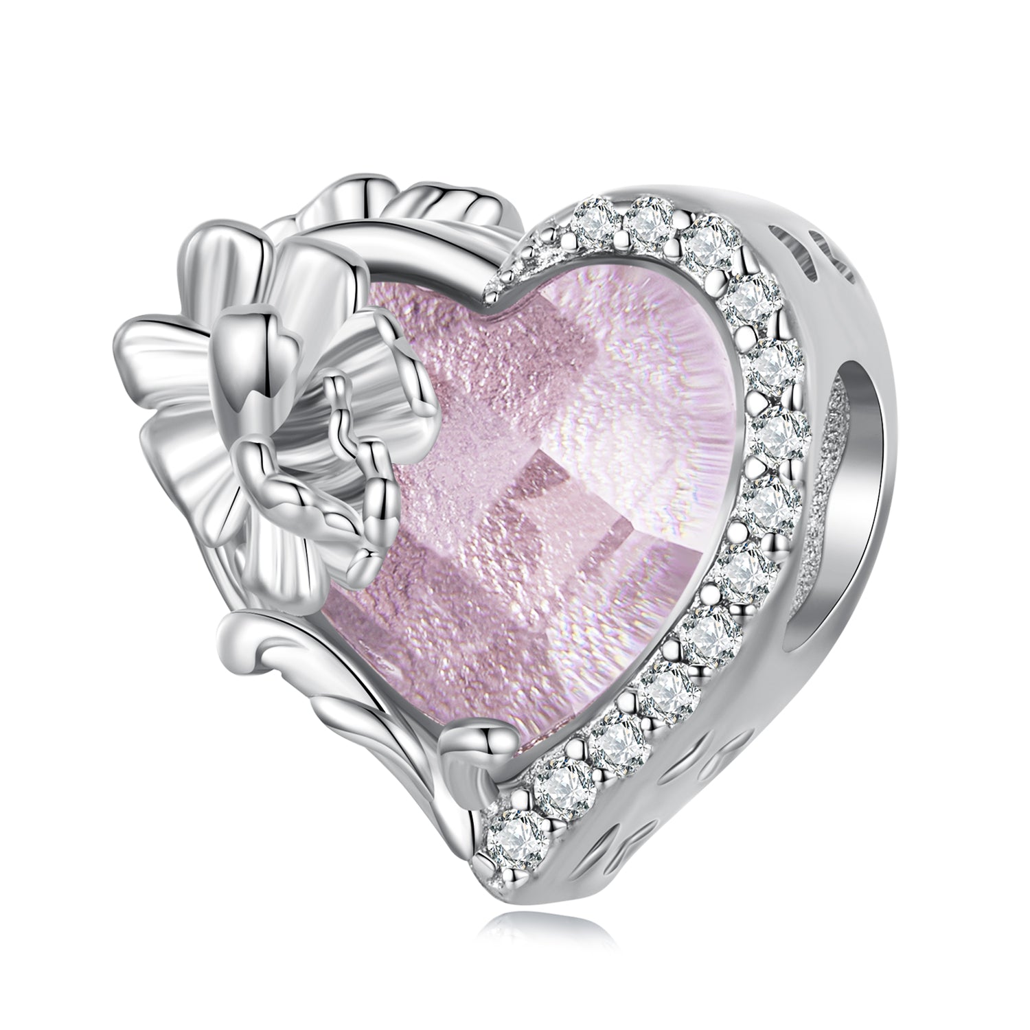 Silver Charm October Pink Birthstone CZ Charm For Sale - sursenso Charm