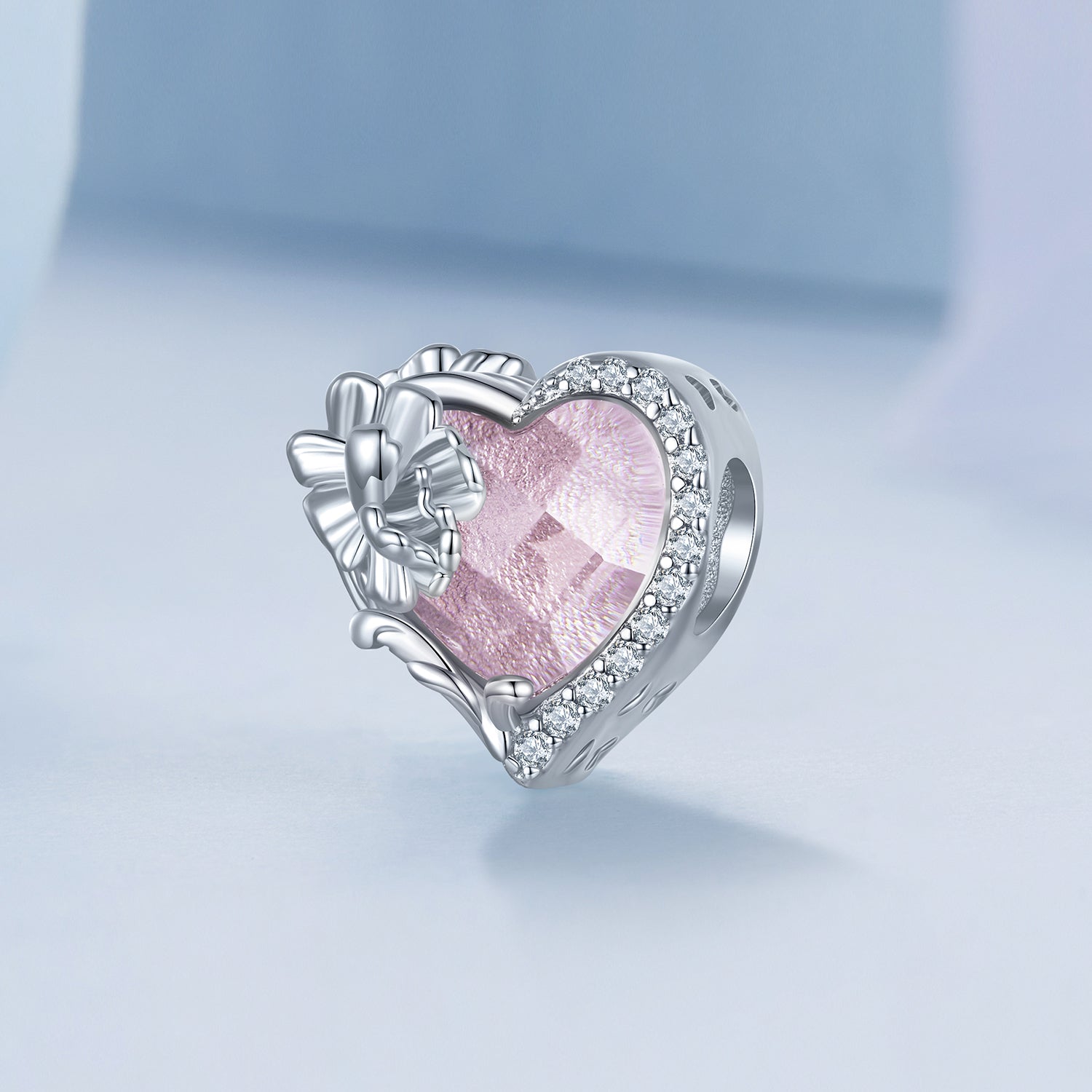Silver Charm October Pink Birthstone CZ Charm For Sale - sursenso Charm