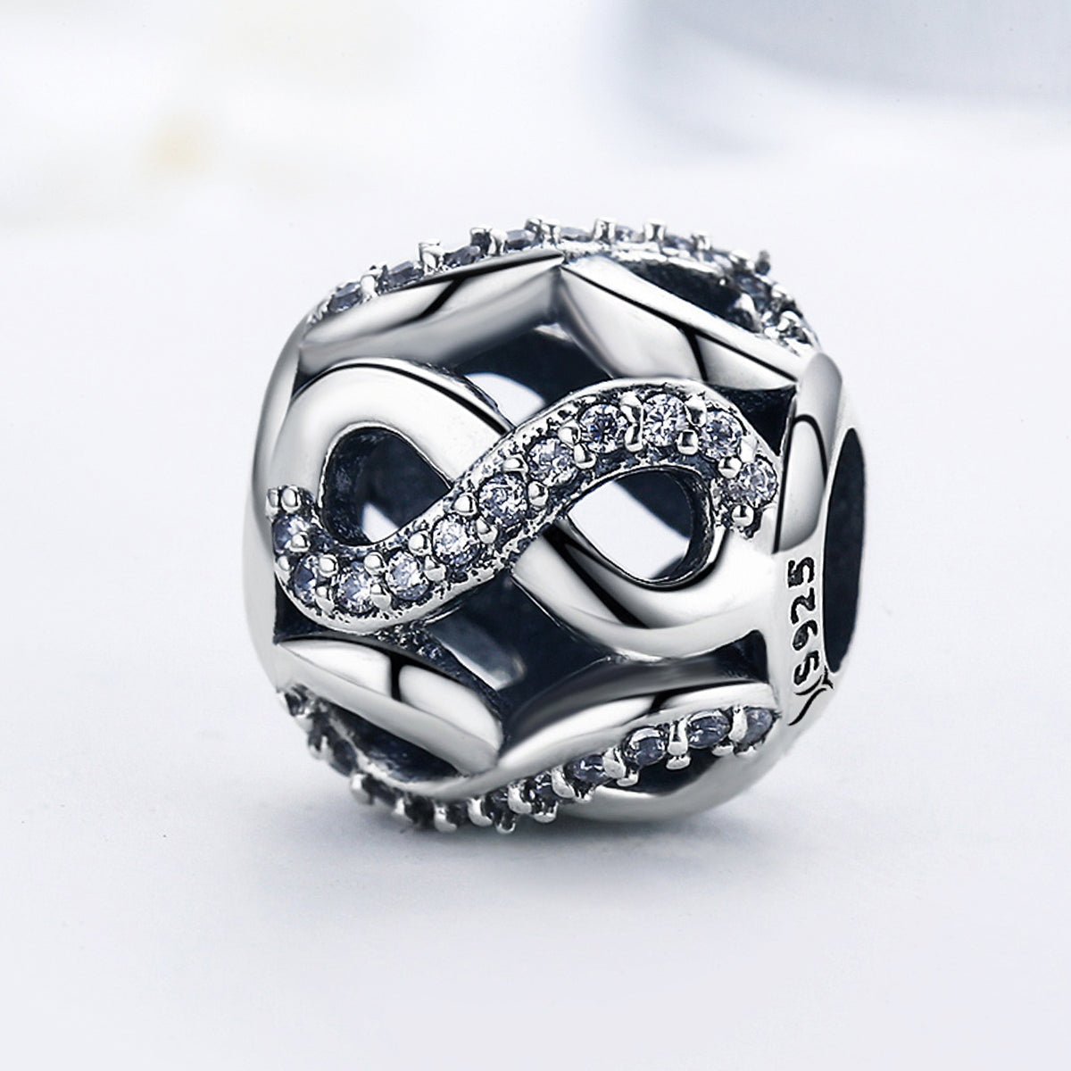 Silver Charm Openwork Infinite Love Clear CZ Charm For Sale - sursenso Charm