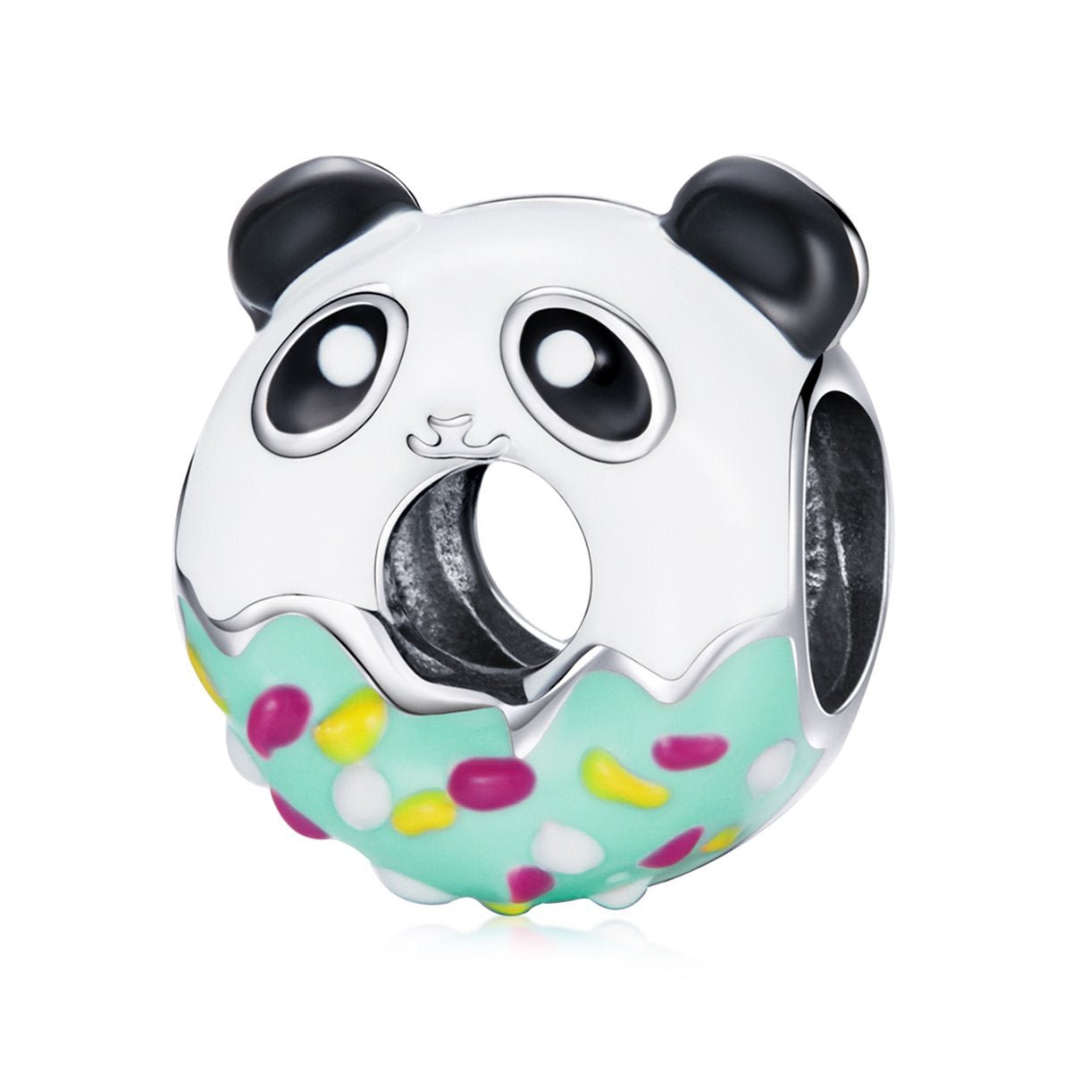 Silver Charm Panda Baby Doughnut Charm For Sale - sursenso Charm