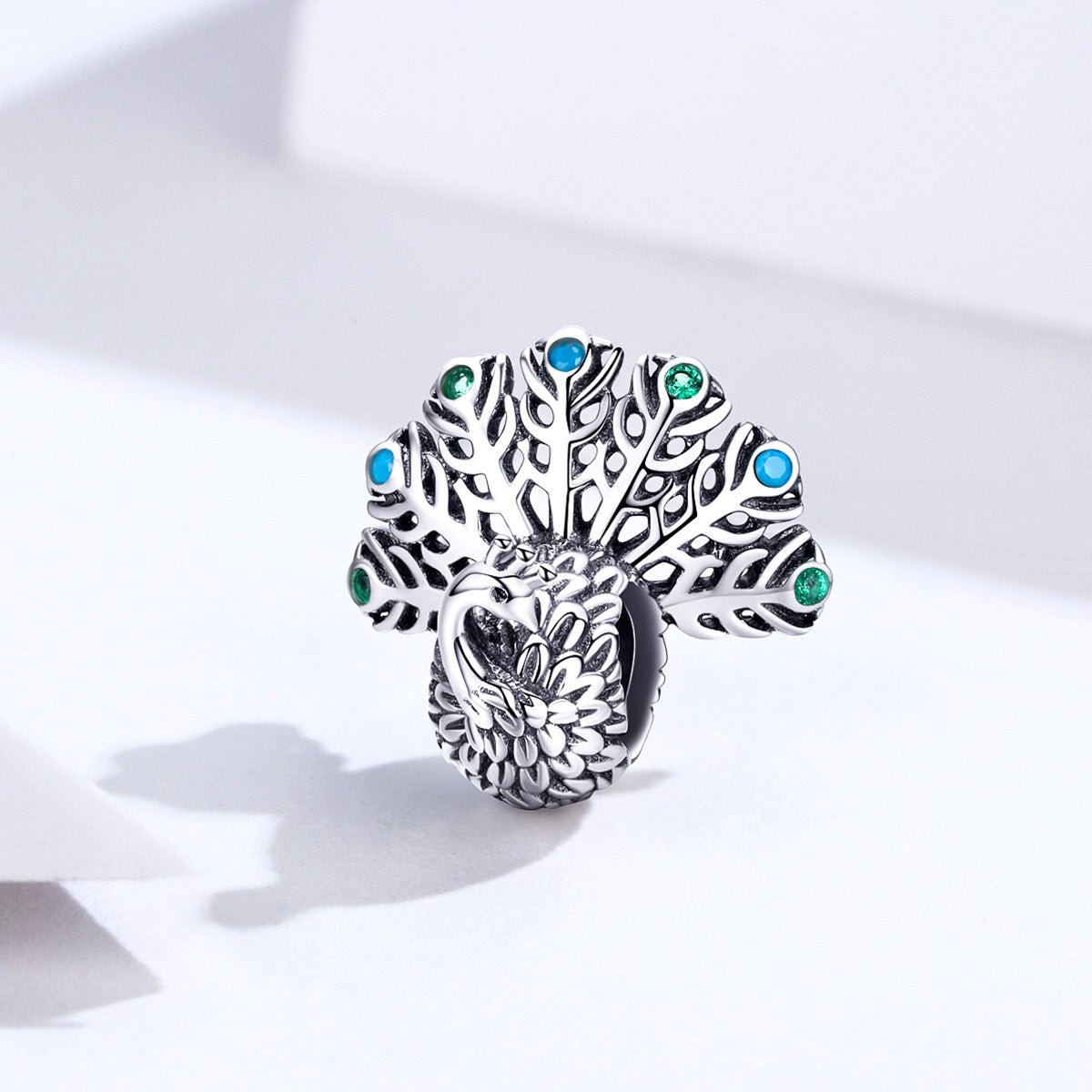Silver Charm Peacock CZ Charm For Sale - sursenso Charm