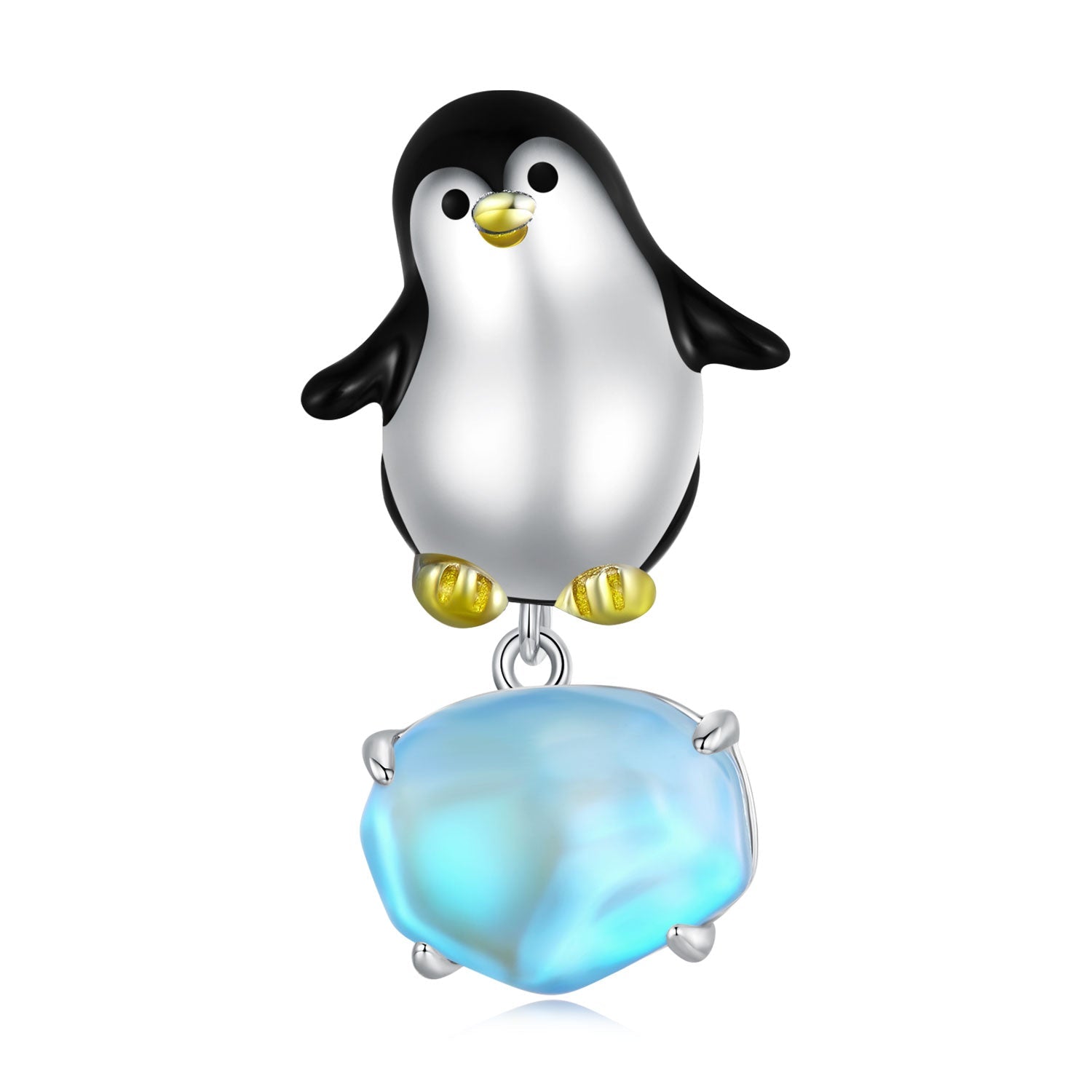 Silver Charm Penguins Tread on Ice CZ Charm For Sale - sursenso Charm