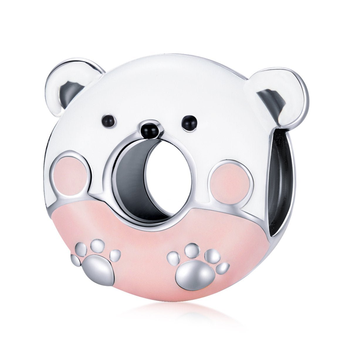 Silver Charm Pink Little Bear Doughnut Charm For Sale - sursenso Charm