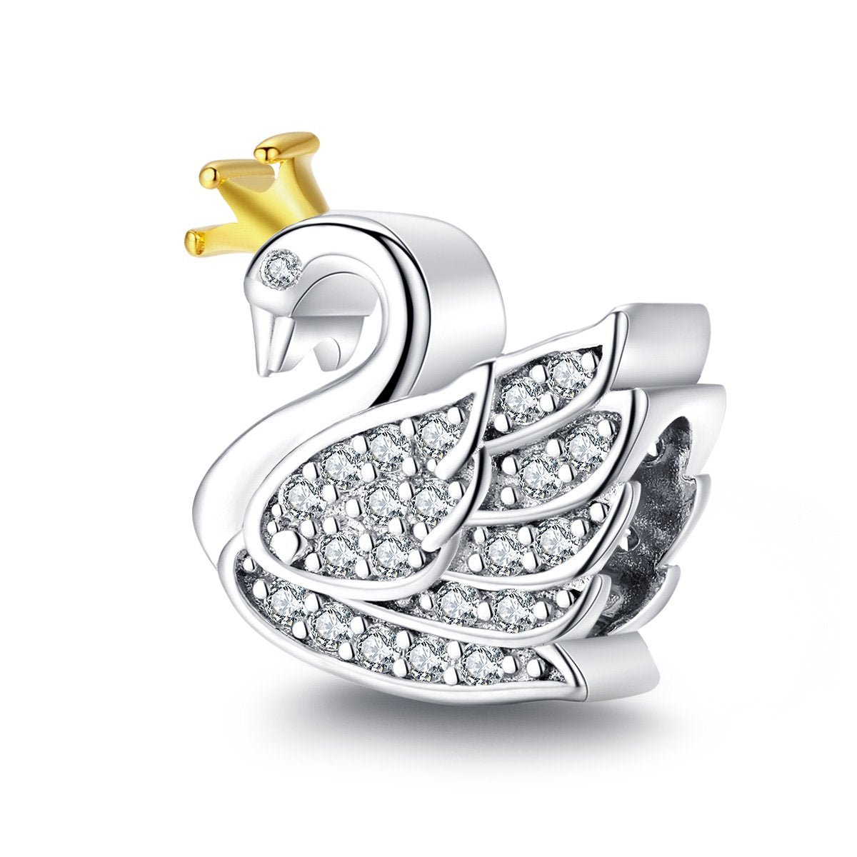 Silver Charm Princess Swan CZ Charm For Sale - sursenso Charm