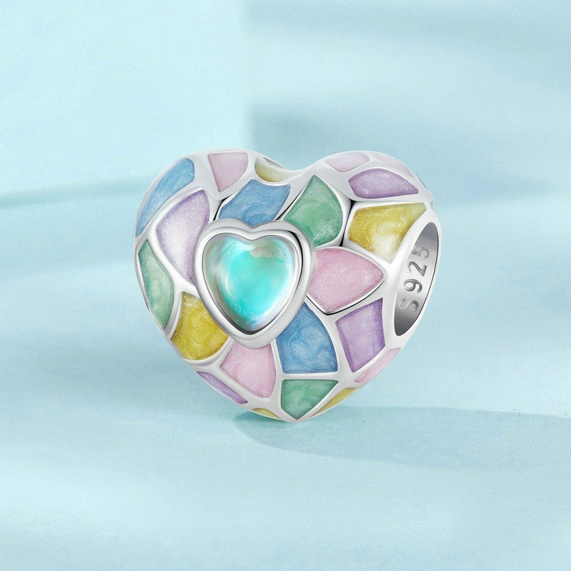 Silver Charm Rainbow Heart Charm For Sale - sursenso Charm