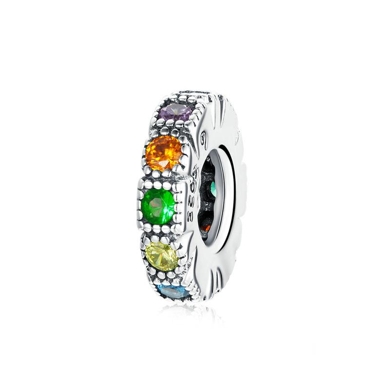Silver Charm Rainbow Stone Color Bead CZ Charm For Sale - sursenso Charm