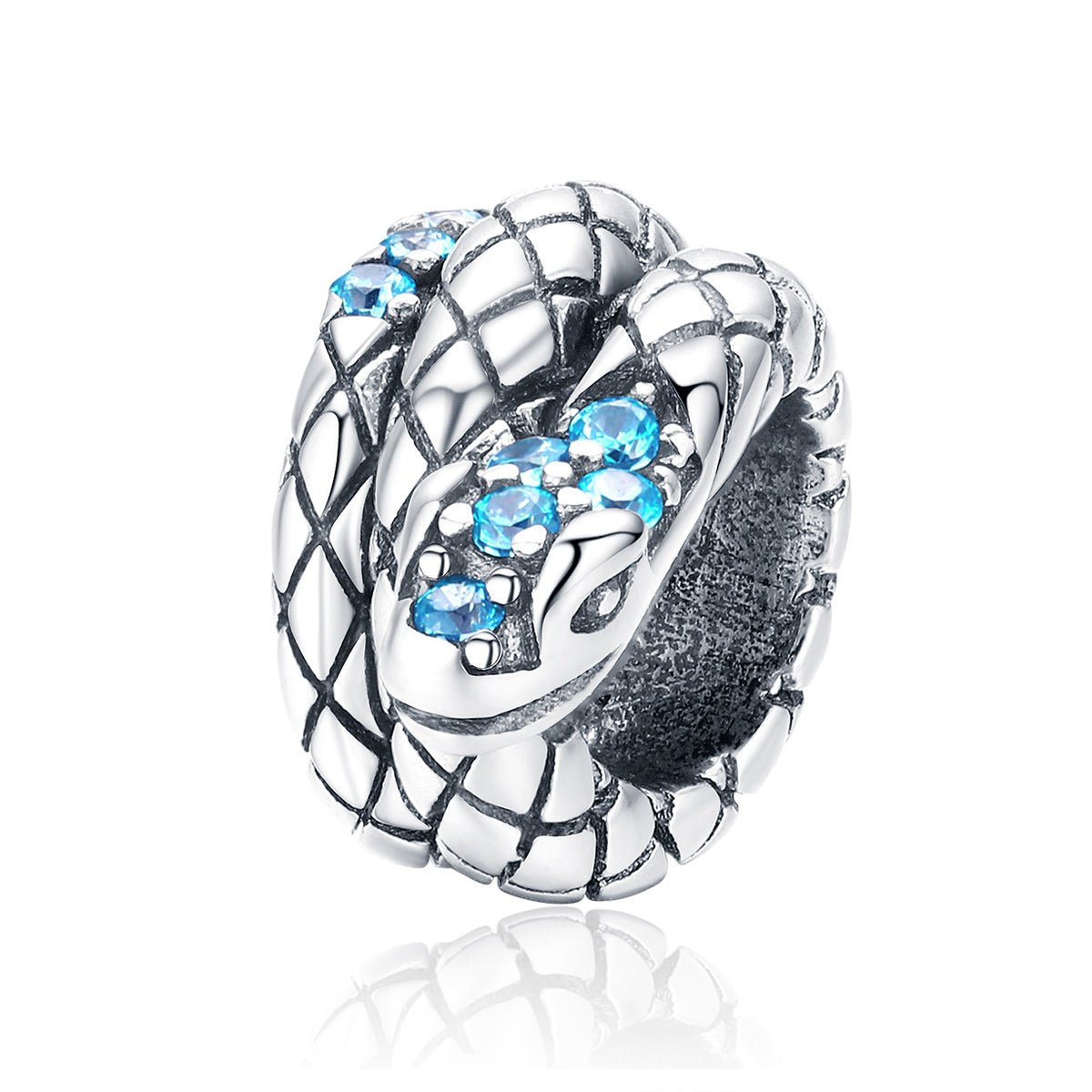 Silver Charm Entangle Snake Blue CZ Charm For Sale - sursenso Charm