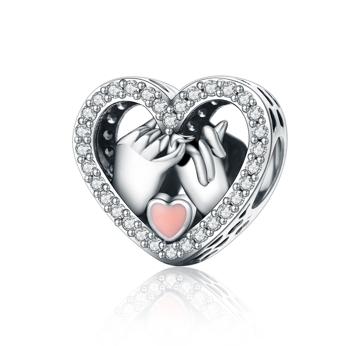 Silver Charm Romantic Promise For Love Heart CZ Charm For Sale - sursenso Charm