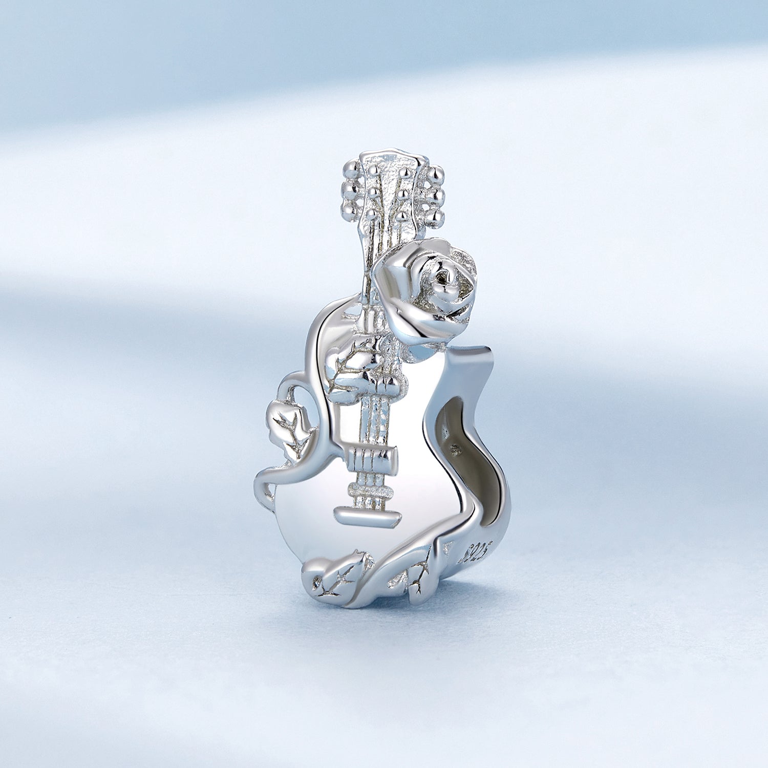 Silver Charm Rose Guitar Charm For Sale - sursenso Charm