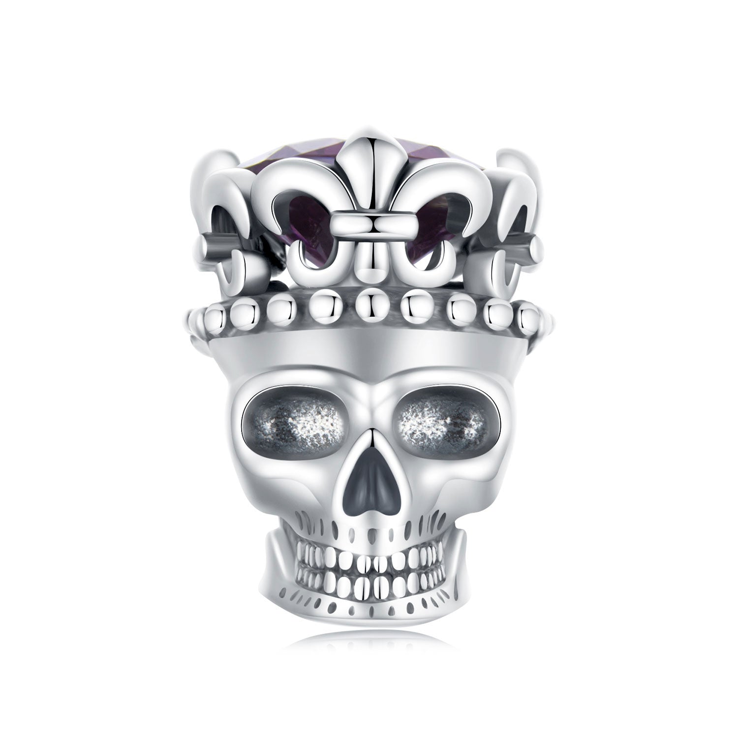 Silver Charm Skull Crown CZ Charm For Sale - sursenso Charm