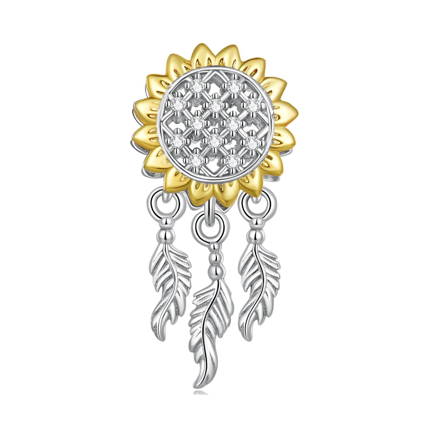 Silver Charm Sunflower Dream Catcher CZ Charm For Sale - sursenso Charm