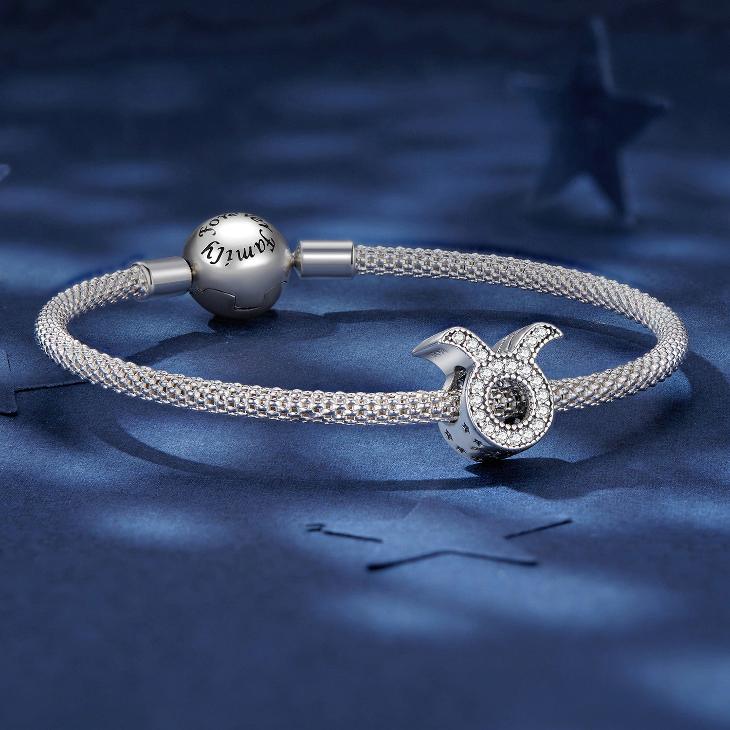 Silver Charm Taurus Lucky Sign CZ Charm For Sale - sursenso Charm