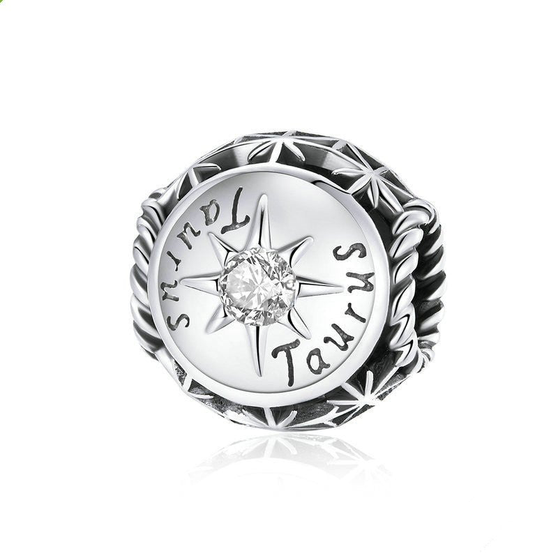 Silver Charm Taurus Zodiac Clear Twelve Constellation Stars CZ Charm For Sale - sursenso Charm