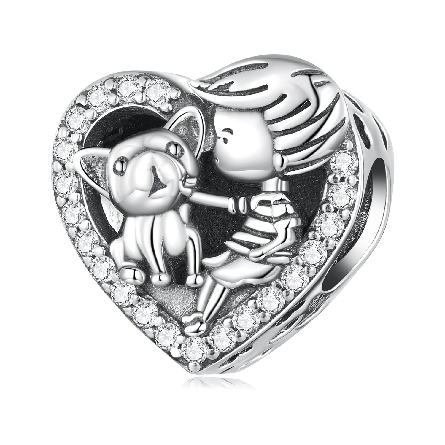 Silver Charm The Boy and The Pet CZ Charm For Sale - sursenso Charm