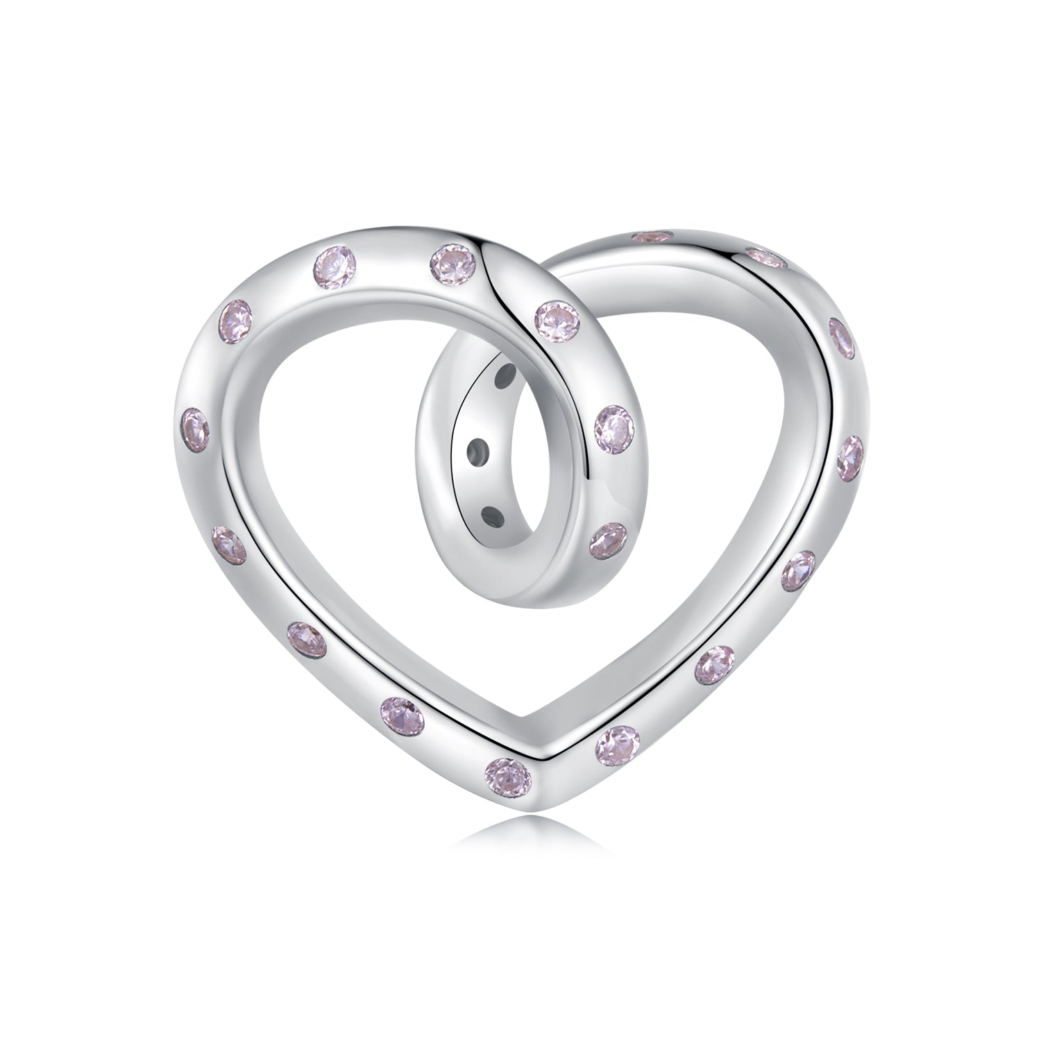 Silver Charm The Twist Heart CZ Charm For Sale - sursenso Charm