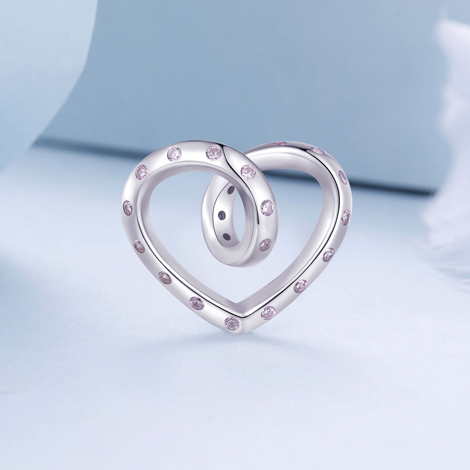 Silver Charm The Twist Heart CZ Charm For Sale - sursenso Charm