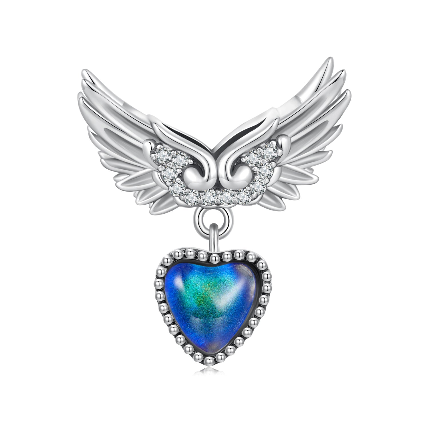Silver Charm Wing Guardian Temperature Sensing CZ Charm For Sale - sursenso Charm