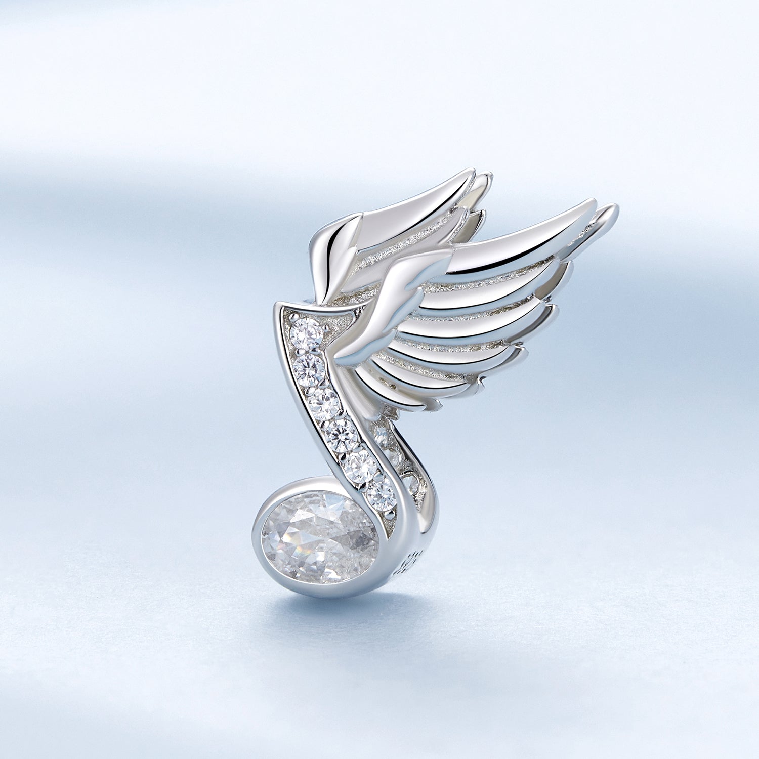 Silver Charm Wings Musical Note CZ Charm For Sale - sursenso Charm