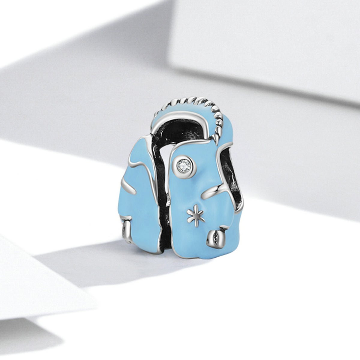 Silver Charm Winter Blue Down Coat Charm For Sale - sursenso Charm