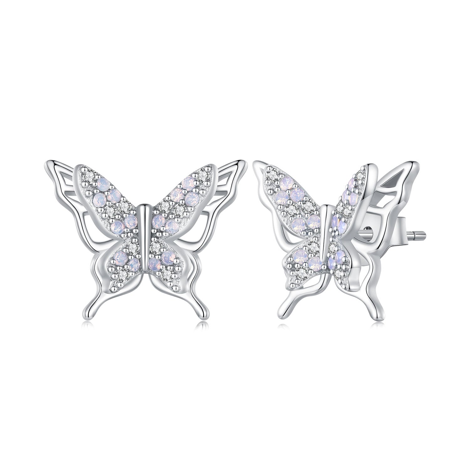 Silver Earrings 3D Butterfly CZ Stud Earrings For Sale - sursenso Earring