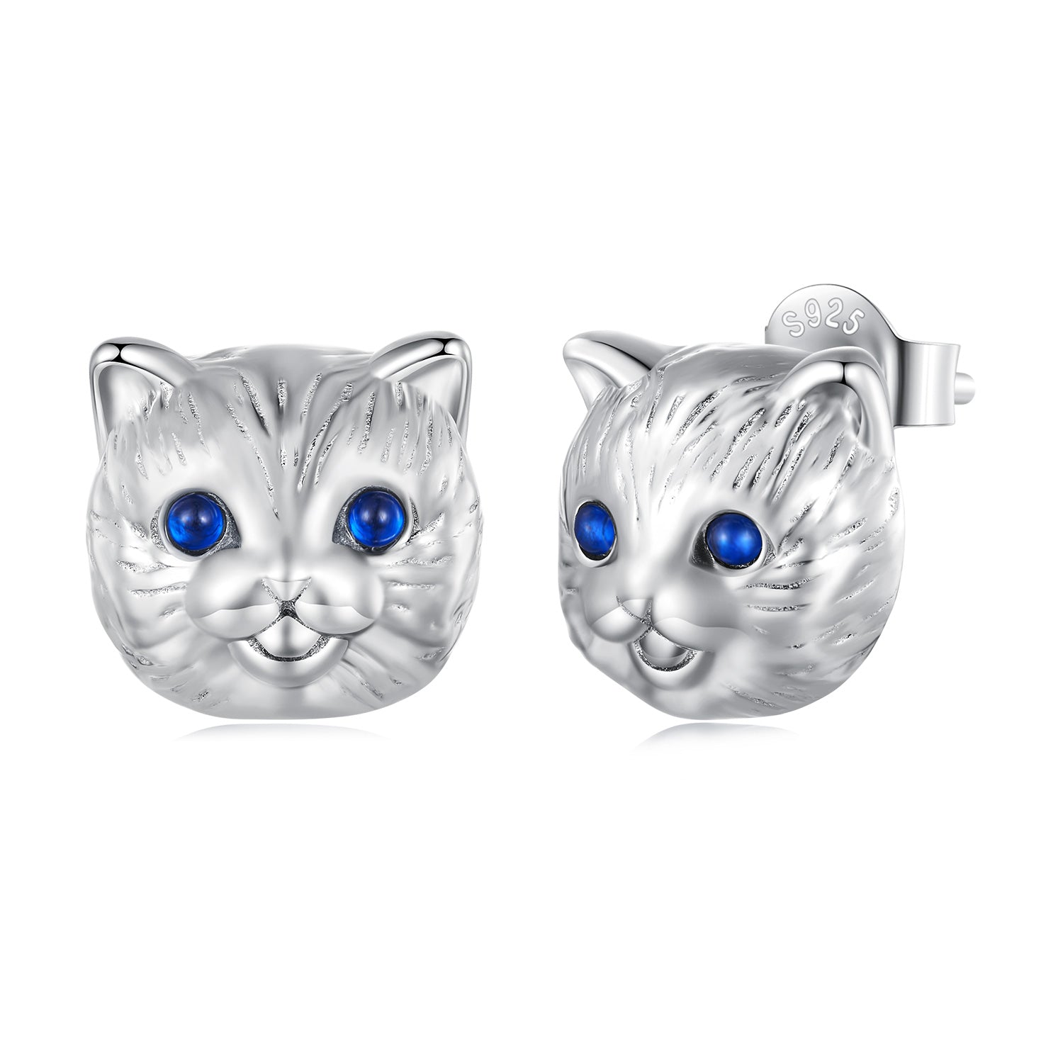 Silver Earrings Blue Eyes Kitten Stud Earrings For Sale - sursenso Earring