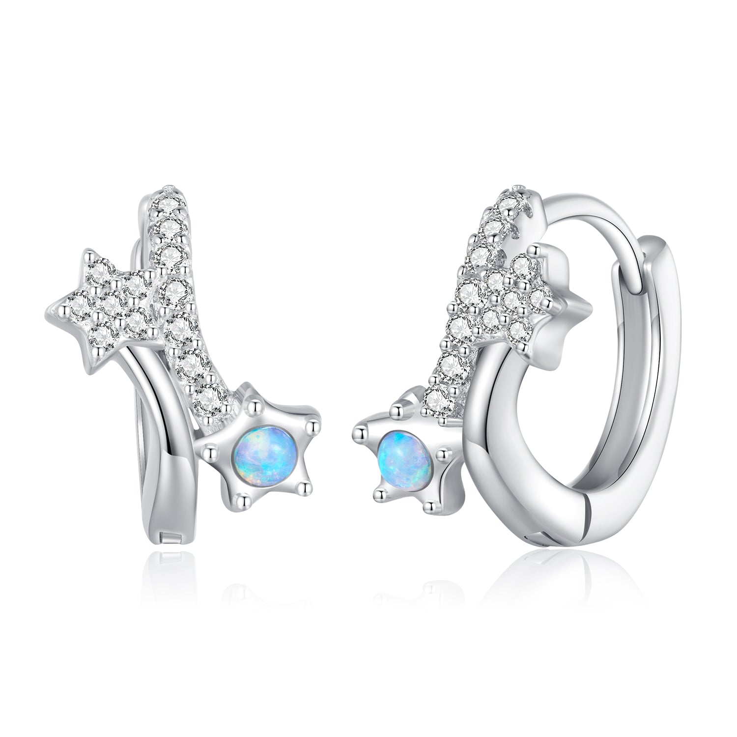 Silver Earrings Blue Meteor CZ Hoop Earrings For Sale - sursenso Earring